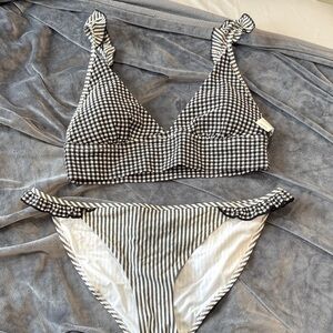 Aerie Black and White Textured Bikini